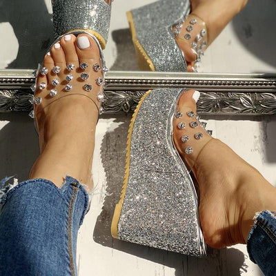 Transparent Rivet Detail Platform Wedge Sandals - Shop Shiningbabe - Womens Fashion Online Shopping Offering Huge Discounts on Shoes - Heels, Sandals, Boots, Slippers; Clothing - Tops, Dresses, Jumpsuits, and More.