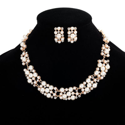 Rhinestone Beaded Earrings & Necklace Set