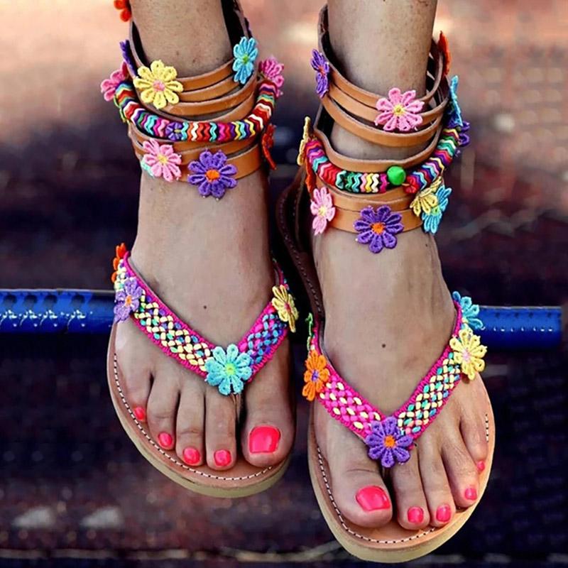 Flower Detail Multi-Strap Toe Post Sandals - Shop Shiningbabe - Womens Fashion Online Shopping Offering Huge Discounts on Shoes - Heels, Sandals, Boots, Slippers; Clothing - Tops, Dresses, Jumpsuits, and More.