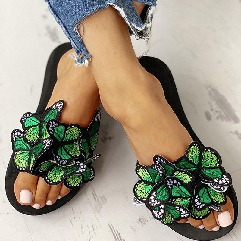 Butterfly Embellished Flat Casual Sandals - Shop Shiningbabe - Womens Fashion Online Shopping Offering Huge Discounts on Shoes - Heels, Sandals, Boots, Slippers; Clothing - Tops, Dresses, Jumpsuits, and More.