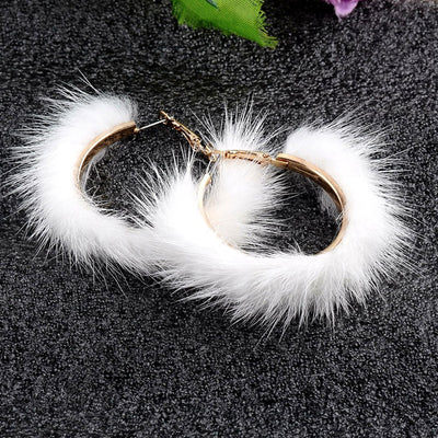 Solid Circle Pattern Fluffy Earrings