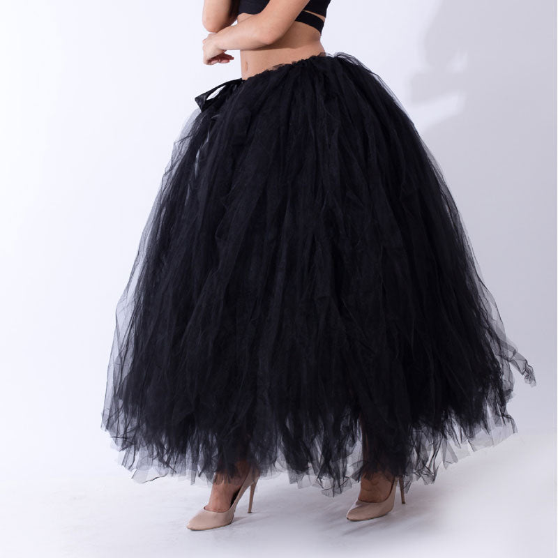 Gradient Color High Waist Sheer Mesh Layered Tutu Skirt