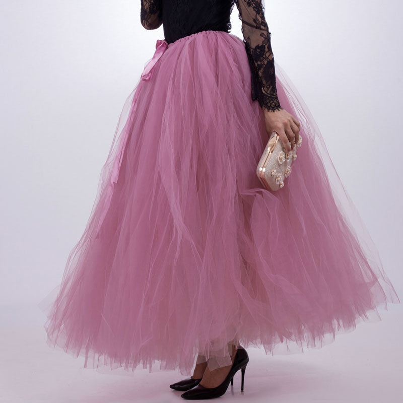 Gradient Color High Waist Sheer Mesh Layered Tutu Skirt