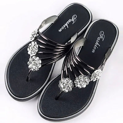 Floral Pattern Cut out Toe Post Flip Flops