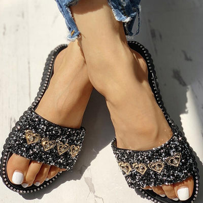 Open Toe Studded Design Flat Sandals - Shop Shiningbabe - Womens Fashion Online Shopping Offering Huge Discounts on Shoes - Heels, Sandals, Boots, Slippers; Clothing - Tops, Dresses, Jumpsuits, and More.