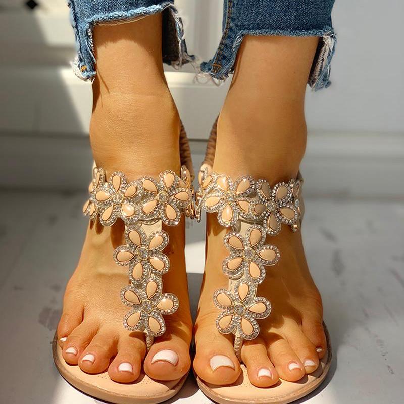 Studded Detail Toe Post Flat Sandals - Shop Shiningbabe - Womens Fashion Online Shopping Offering Huge Discounts on Shoes - Heels, Sandals, Boots, Slippers; Clothing - Tops, Dresses, Jumpsuits, and More.