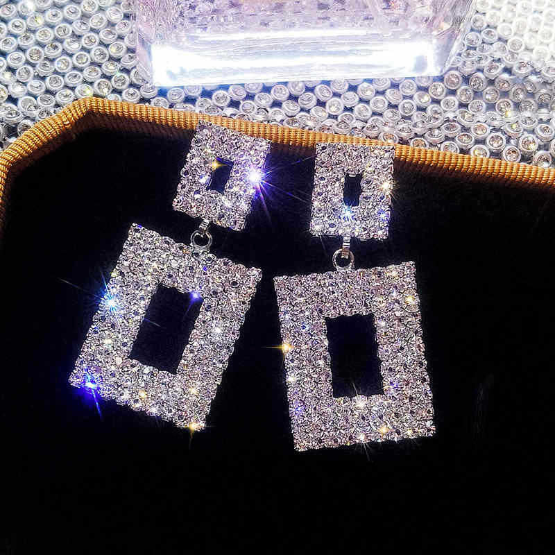 Square Pattern Studded Drop Earrings