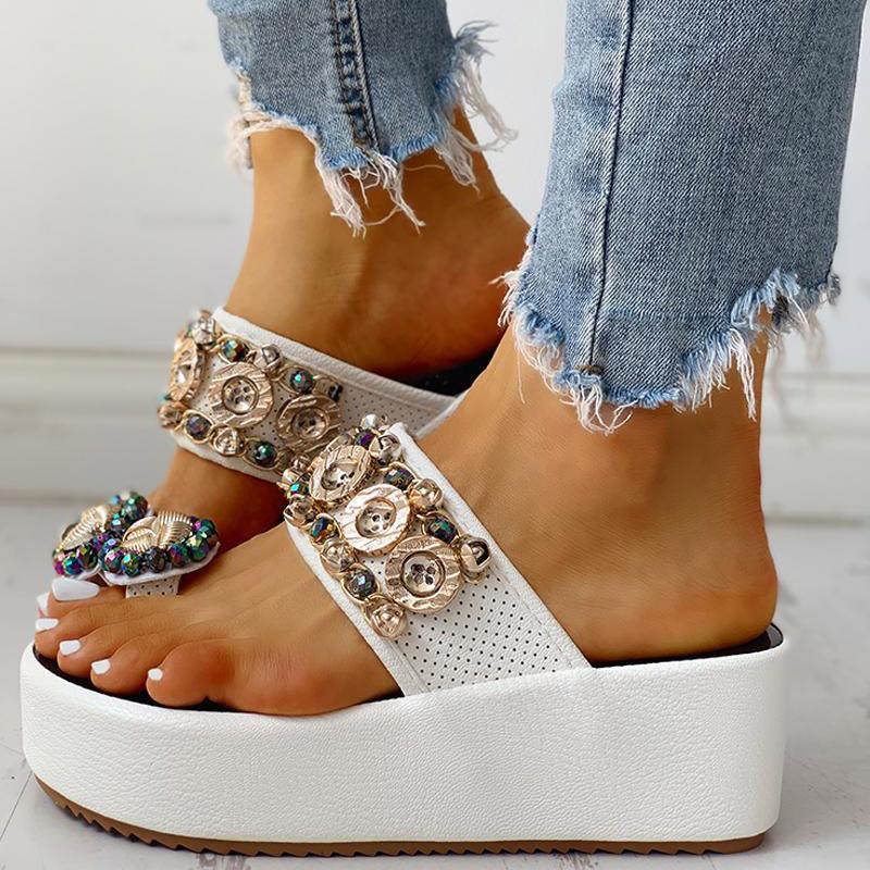 Studded Detail Toe Ring Flat platform sandals - Shop Shiningbabe - Womens Fashion Online Shopping Offering Huge Discounts on Shoes - Heels, Sandals, Boots, Slippers; Clothing - Tops, Dresses, Jumpsuits, and More.