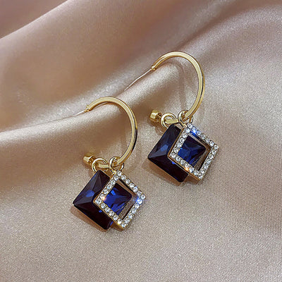 Fashion Square Studded Drop Earrings