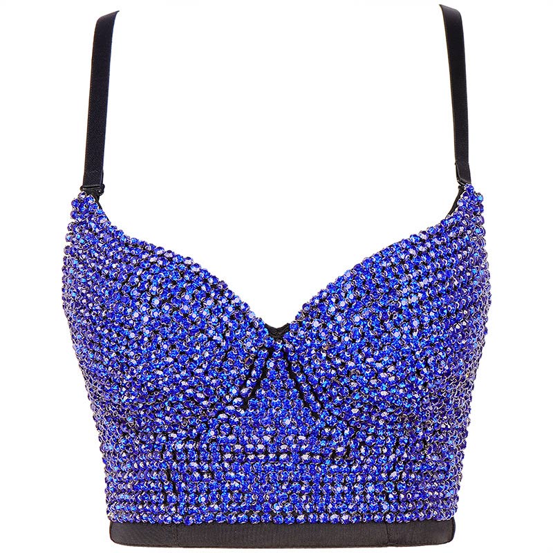 Solid Beaded Rhinestone Decoration Bralette