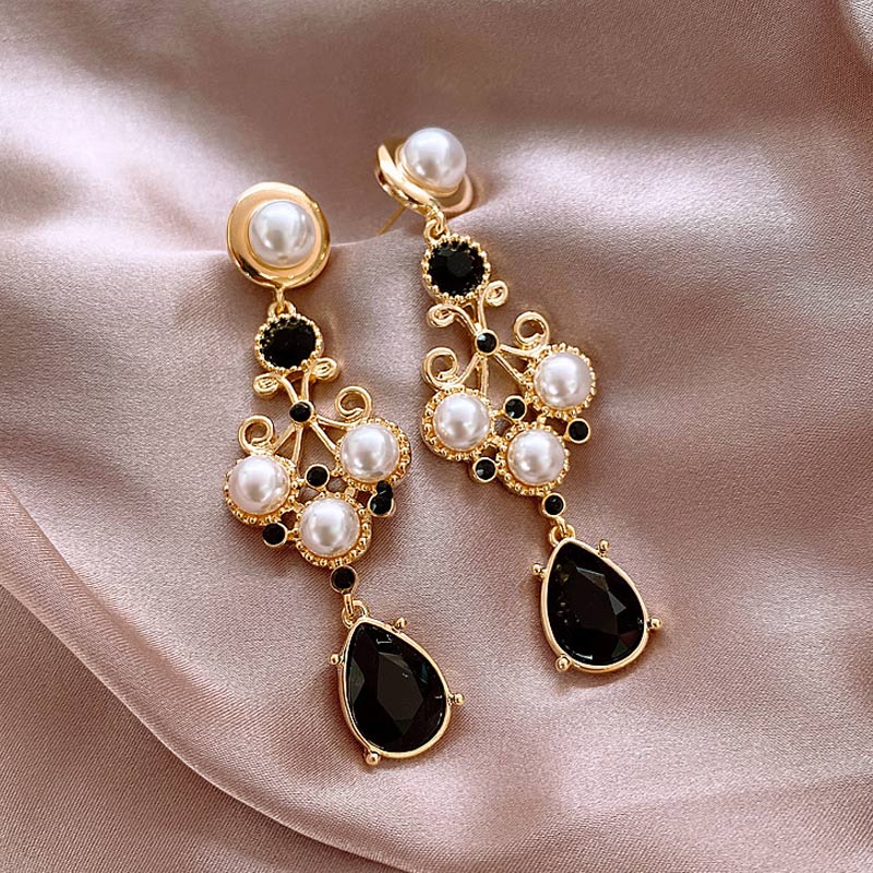 Rhinestone Beaded Drop Earrings