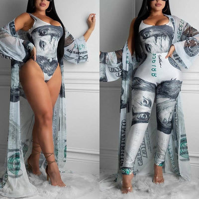 Dollar Patter Long Sleeve Three Piece Set