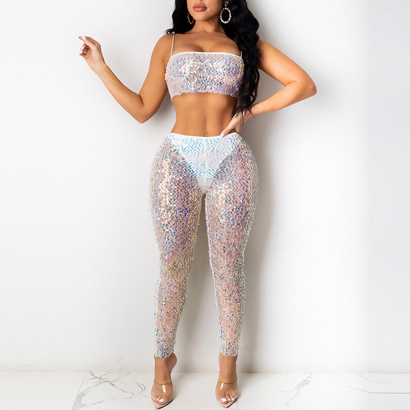 Sequins Tube Top & Pants Set