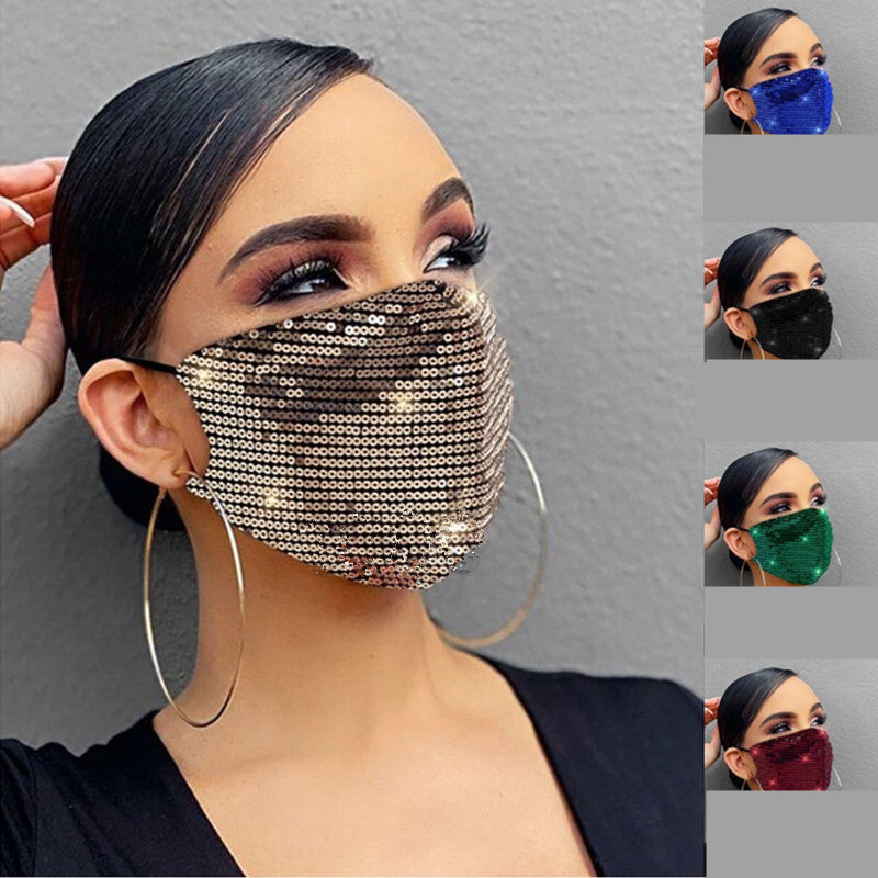 Solid Sequins Decoration Cotton Mask