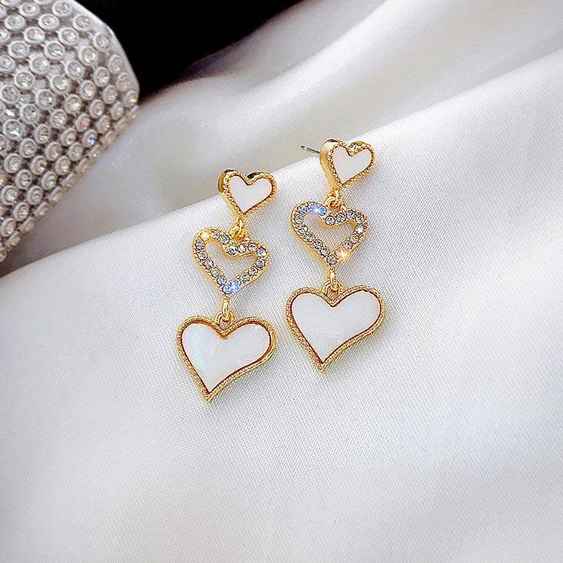 Heart Pattern Studded Cutout Drop Earrings