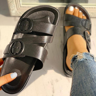 Buckle Strappy Open Toe Flat Sandals - Shop Shiningbabe - Womens Fashion Online Shopping Offering Huge Discounts on Shoes - Heels, Sandals, Boots, Slippers; Clothing - Tops, Dresses, Jumpsuits, and More.