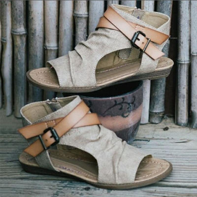 Retro Vintage Roman Zipper Flat Sandals - Shop Shiningbabe - Womens Fashion Online Shopping Offering Huge Discounts on Shoes - Heels, Sandals, Boots, Slippers; Clothing - Tops, Dresses, Jumpsuits, and More.