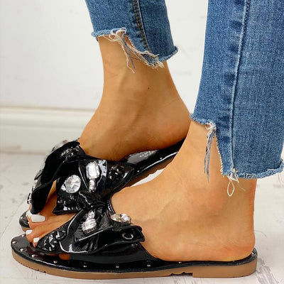 Studded Bowknot Design Casual Slipper Sandals - Shop Shiningbabe - Womens Fashion Online Shopping Offering Huge Discounts on Shoes - Heels, Sandals, Boots, Slippers; Clothing - Tops, Dresses, Jumpsuits, and More.