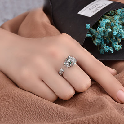 Leopard Shaped Rhinestone Ring