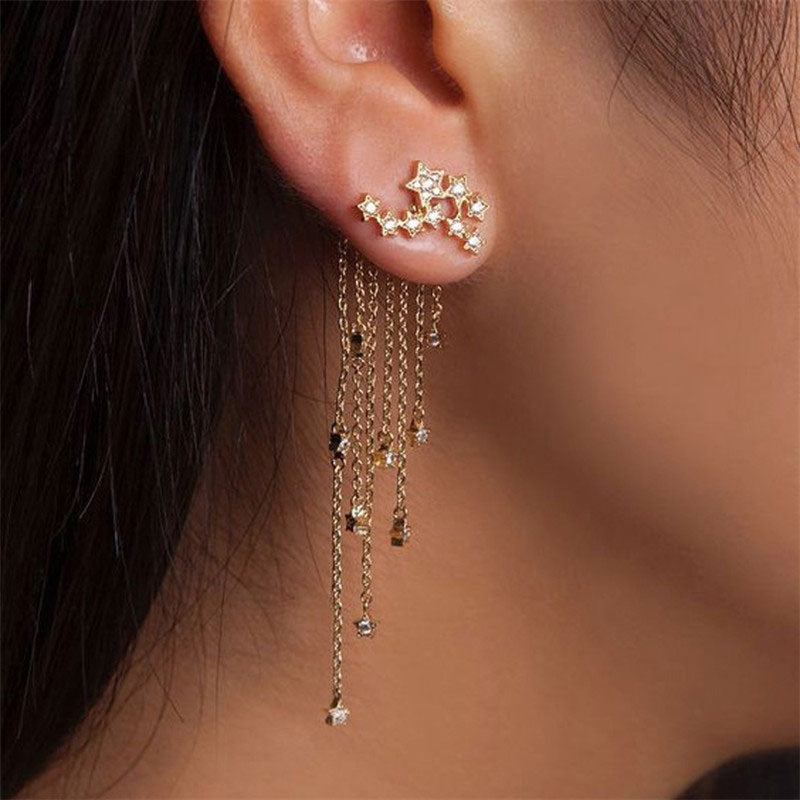 Star Pattern Tassel Design Earrings