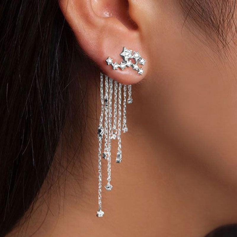 Star Pattern Tassel Design Earrings