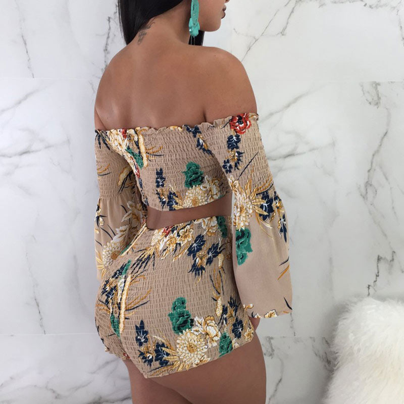 Floral Print Off Shoulder Two Piece Set