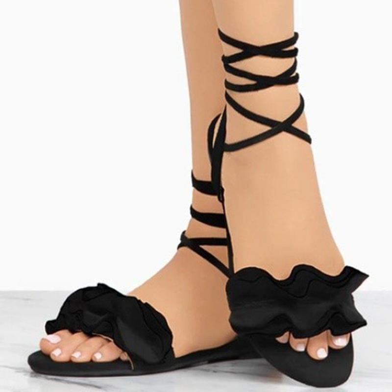 Fashion Bandage Flower Flat Sandals - Shop Shiningbabe - Womens Fashion Online Shopping Offering Huge Discounts on Shoes - Heels, Sandals, Boots, Slippers; Clothing - Tops, Dresses, Jumpsuits, and More.