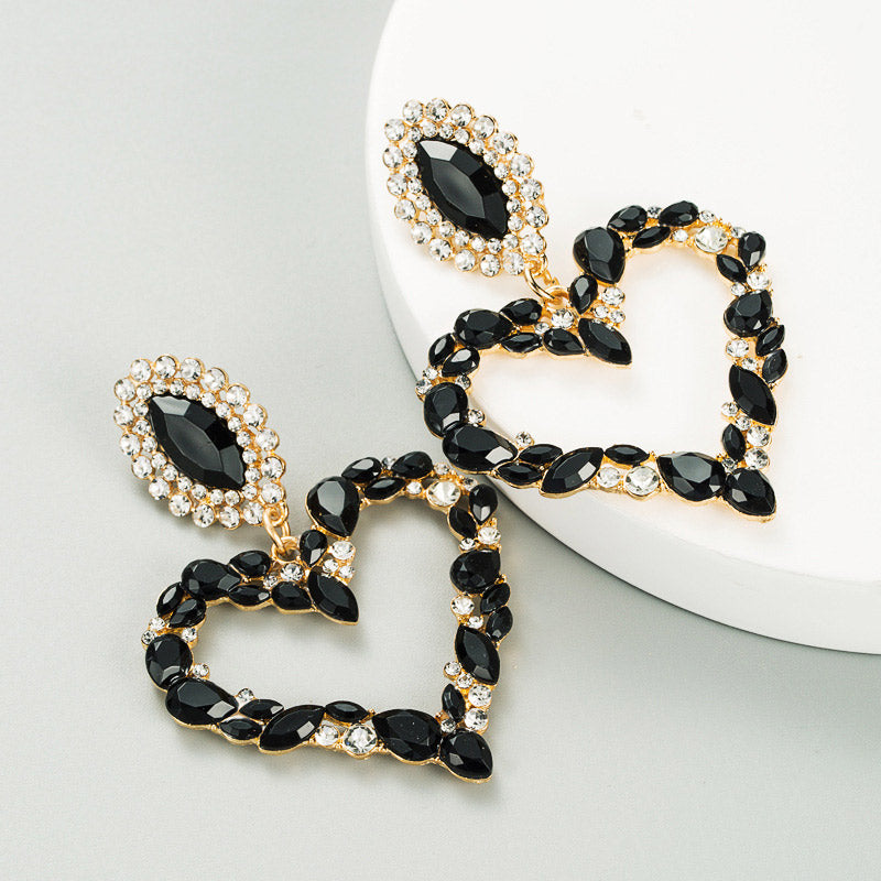 Heart Pattern Studded Drop Earring