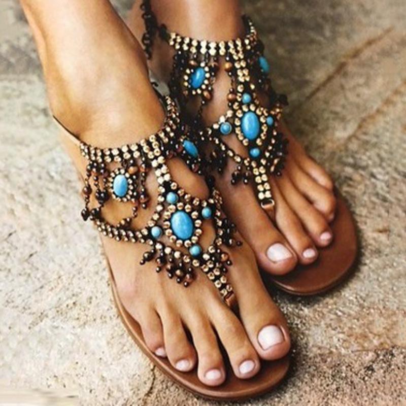 Fashion Beaded Flat Sandals - Shop Shiningbabe - Womens Fashion Online Shopping Offering Huge Discounts on Shoes - Heels, Sandals, Boots, Slippers; Clothing - Tops, Dresses, Jumpsuits, and More.