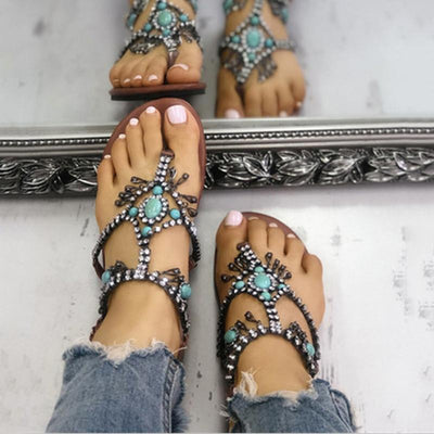 Fashion Beaded Flat Sandals - Shop Shiningbabe - Womens Fashion Online Shopping Offering Huge Discounts on Shoes - Heels, Sandals, Boots, Slippers; Clothing - Tops, Dresses, Jumpsuits, and More.