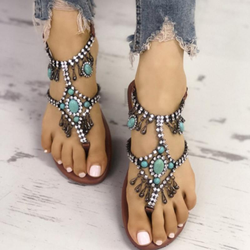 Fashion Beaded Flat Sandals - Shop Shiningbabe - Womens Fashion Online Shopping Offering Huge Discounts on Shoes - Heels, Sandals, Boots, Slippers; Clothing - Tops, Dresses, Jumpsuits, and More.