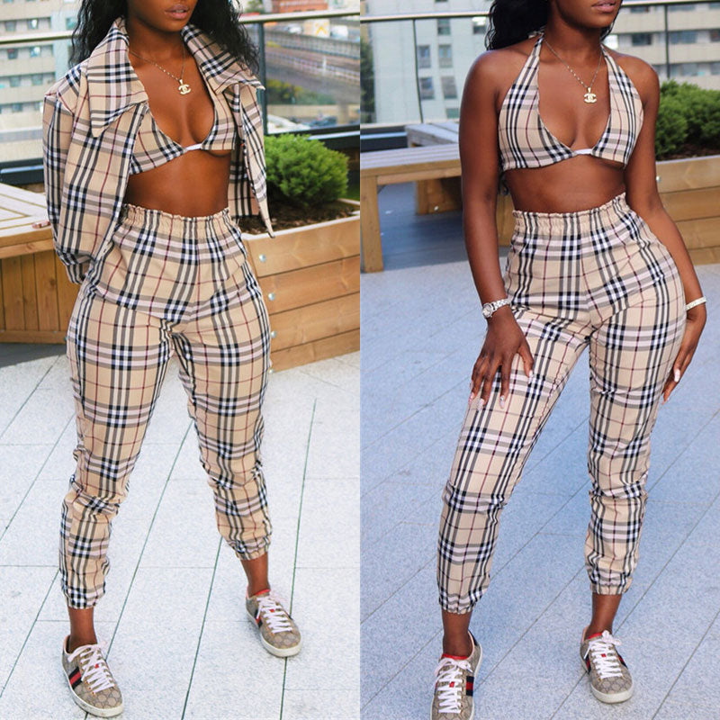 Plaid Pattern Three Piece Set