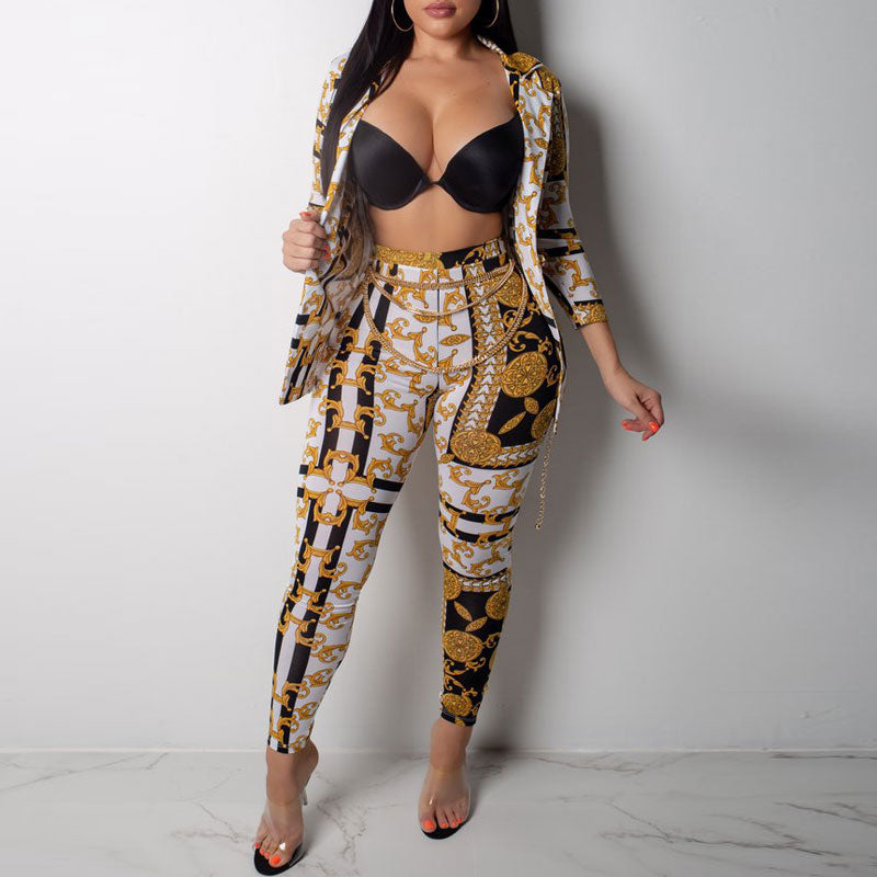 Print Long Sleeve Two Piece Set