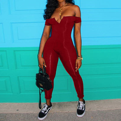 Solid Off Shoulder Sleeveless Jumpsuit