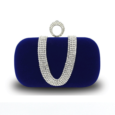 Rhinestone Letter U Pattern Clutch Bag