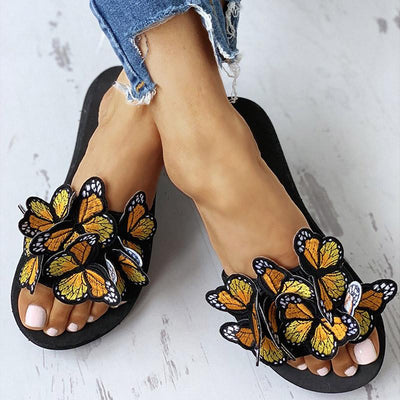 Butterfly Embellished Flat Casual Sandals - Shop Shiningbabe - Womens Fashion Online Shopping Offering Huge Discounts on Shoes - Heels, Sandals, Boots, Slippers; Clothing - Tops, Dresses, Jumpsuits, and More.