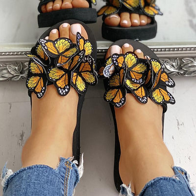 Butterfly Embellished Flat Casual Sandals - Shop Shiningbabe - Womens Fashion Online Shopping Offering Huge Discounts on Shoes - Heels, Sandals, Boots, Slippers; Clothing - Tops, Dresses, Jumpsuits, and More.