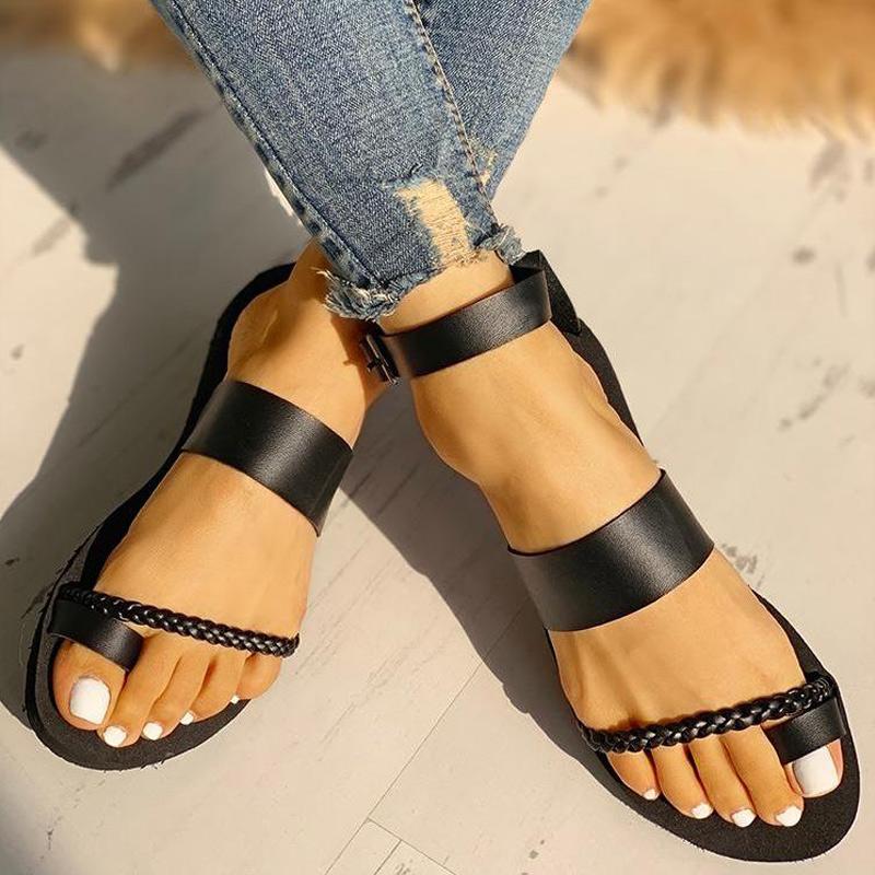 Toe Ring Braided Design Sandals - Shop Shiningbabe - Womens Fashion Online Shopping Offering Huge Discounts on Shoes - Heels, Sandals, Boots, Slippers; Clothing - Tops, Dresses, Jumpsuits, and More.