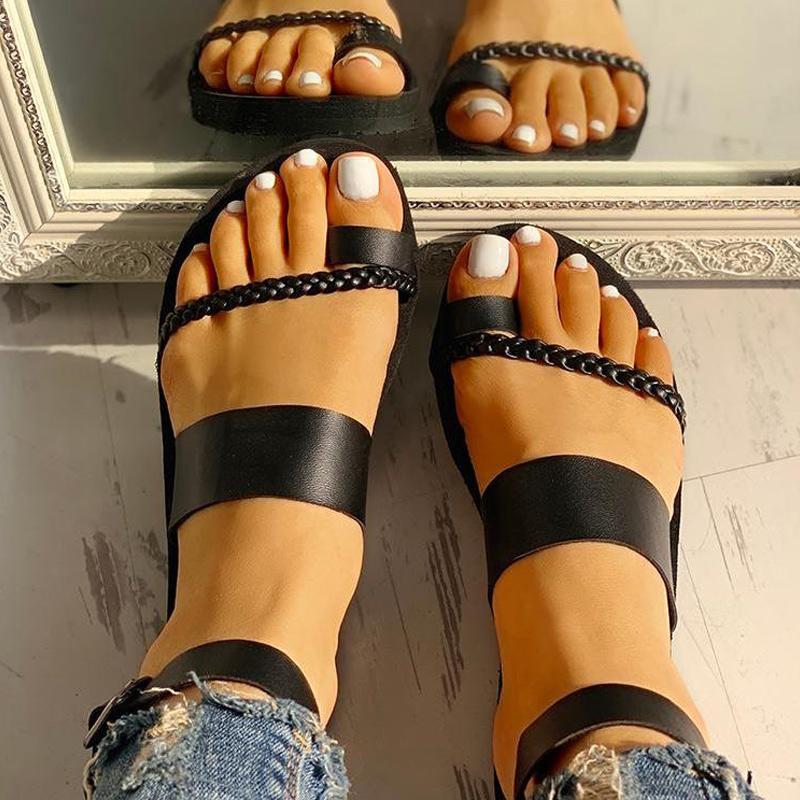 Toe Ring Braided Design Sandals - Shop Shiningbabe - Womens Fashion Online Shopping Offering Huge Discounts on Shoes - Heels, Sandals, Boots, Slippers; Clothing - Tops, Dresses, Jumpsuits, and More.