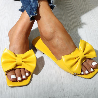 Fashion Bow Flat Casual Slippers Sandals - Cherrybetty