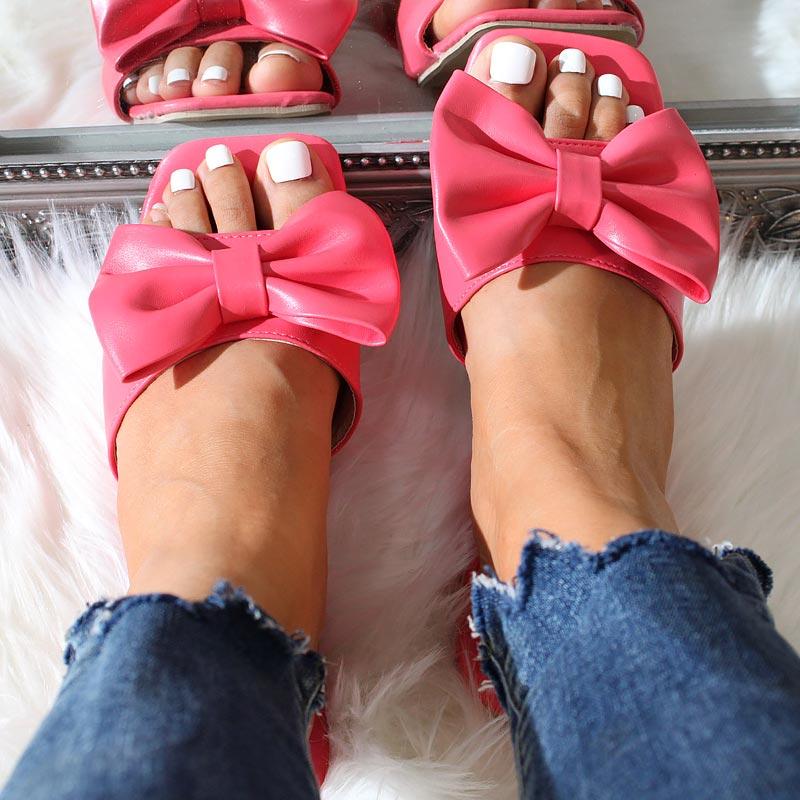 Fashion Bow Flat Casual Slippers Sandals - Cherrybetty