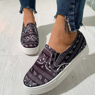 Fashionable Roman Style Pattern Flat Sneakers - Cherrybetty