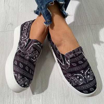 Fashionable Roman Style Pattern Flat Sneakers - Cherrybetty