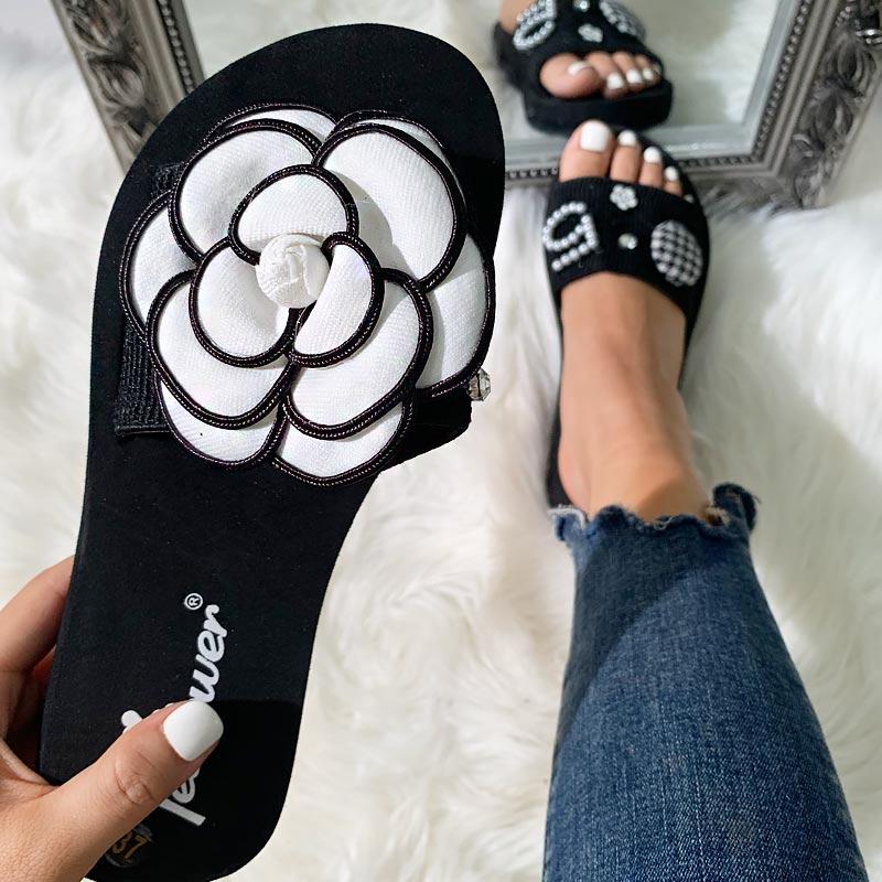 Flower Letter Pattern Casual Platform Sandals - Cherrybetty