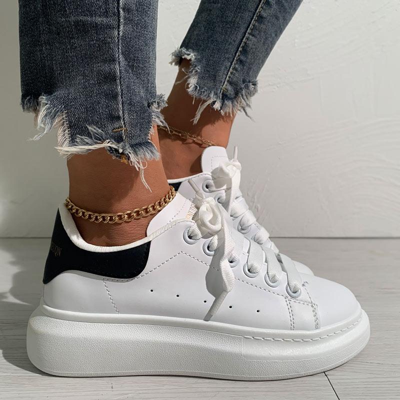 Colorblock Breathable Lace-up Platform Sneakers - Cherrybetty