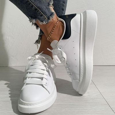 Colorblock Breathable Lace-up Platform Sneakers - Cherrybetty