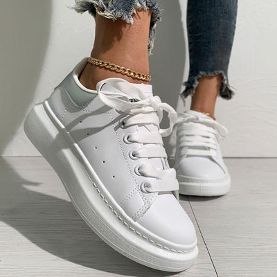 Colorblock Breathable Lace-up Platform Sneakers - Cherrybetty