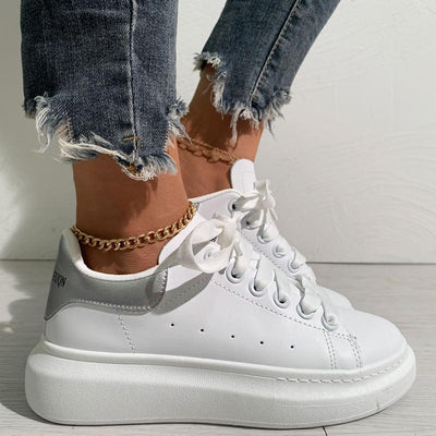 Colorblock Breathable Lace-up Platform Sneakers - Cherrybetty