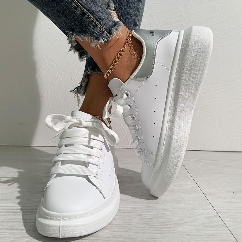 Colorblock Breathable Lace-up Platform Sneakers - Cherrybetty