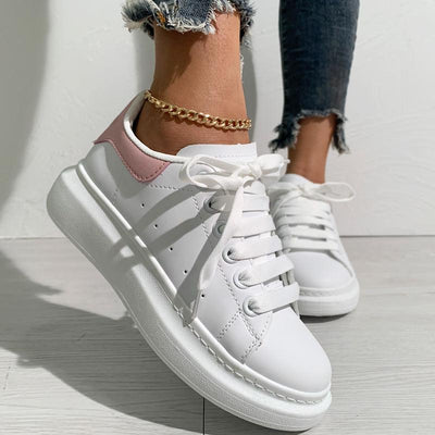 Colorblock Breathable Lace-up Platform Sneakers - Cherrybetty